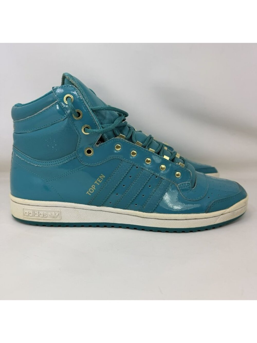 Adidas Top Ten Hi Patent Leather Shoes Teal Men’s Size 11